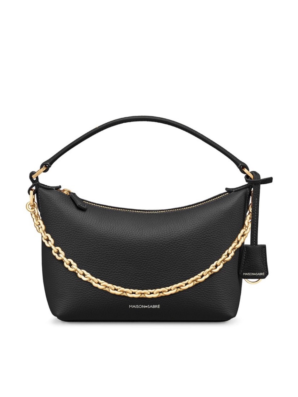 SOLD OUT-NWT/NIB Maison de Sabre Black Caviar Soft Leather Hobo Bag w Gold Chain
